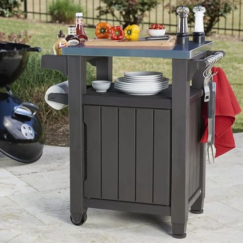 Dark Brown Rolling Table Cart with Wheels B7177