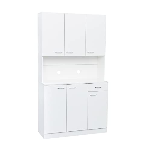 White 39" W Tall Freestanding Wood Wardrobe Armoire with Doors and Storage Shelves K770029