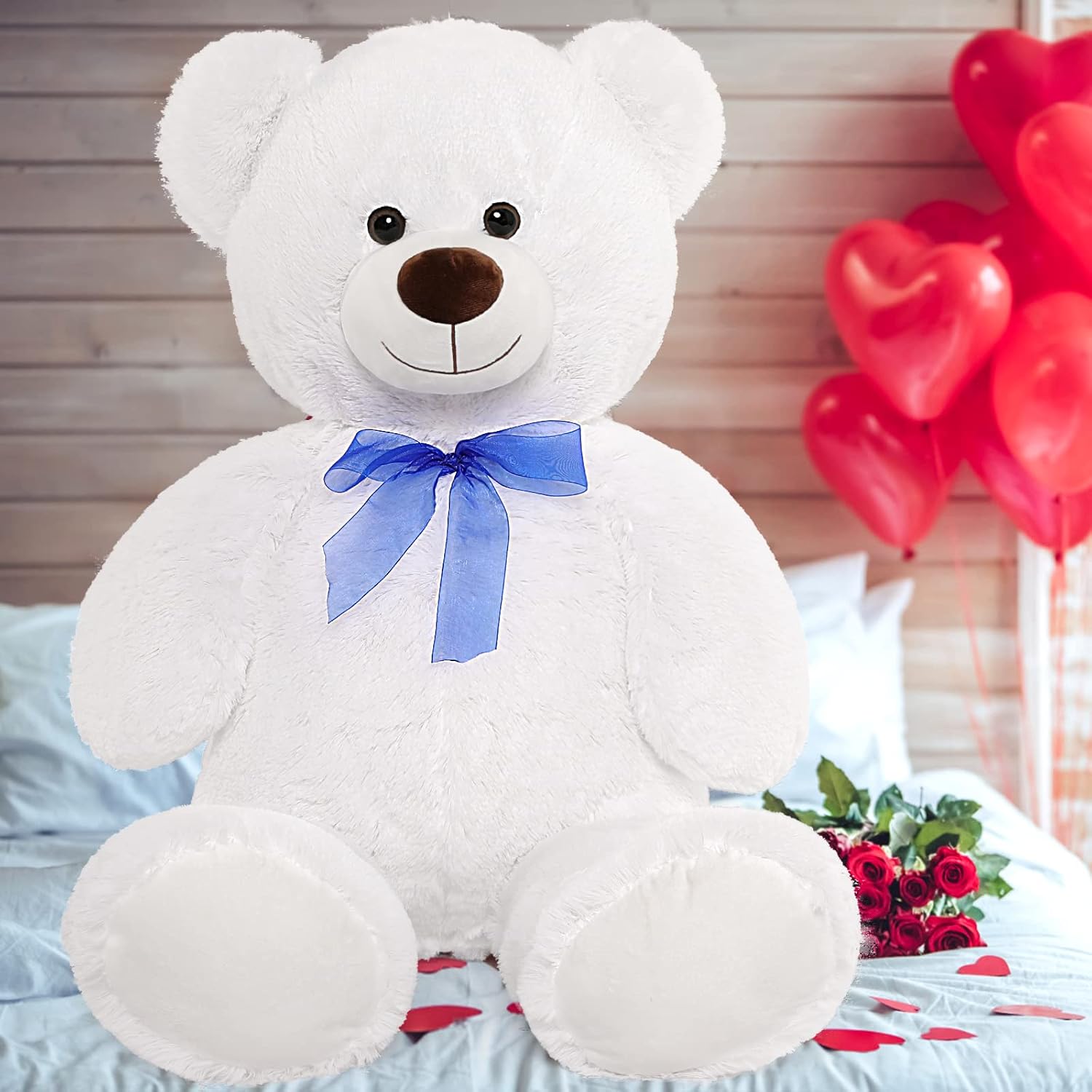 35.4'' Large Pink White Teddy Bear Plush Toy F255144