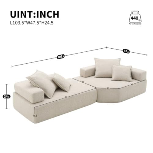 Gray 4 Seat Oversized Sectional Foam Sofa I5049