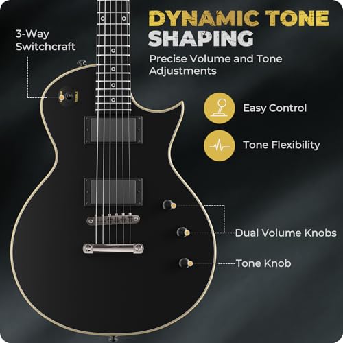 Black Matte Solid Body Electric Guitar with Gig Bag H77587