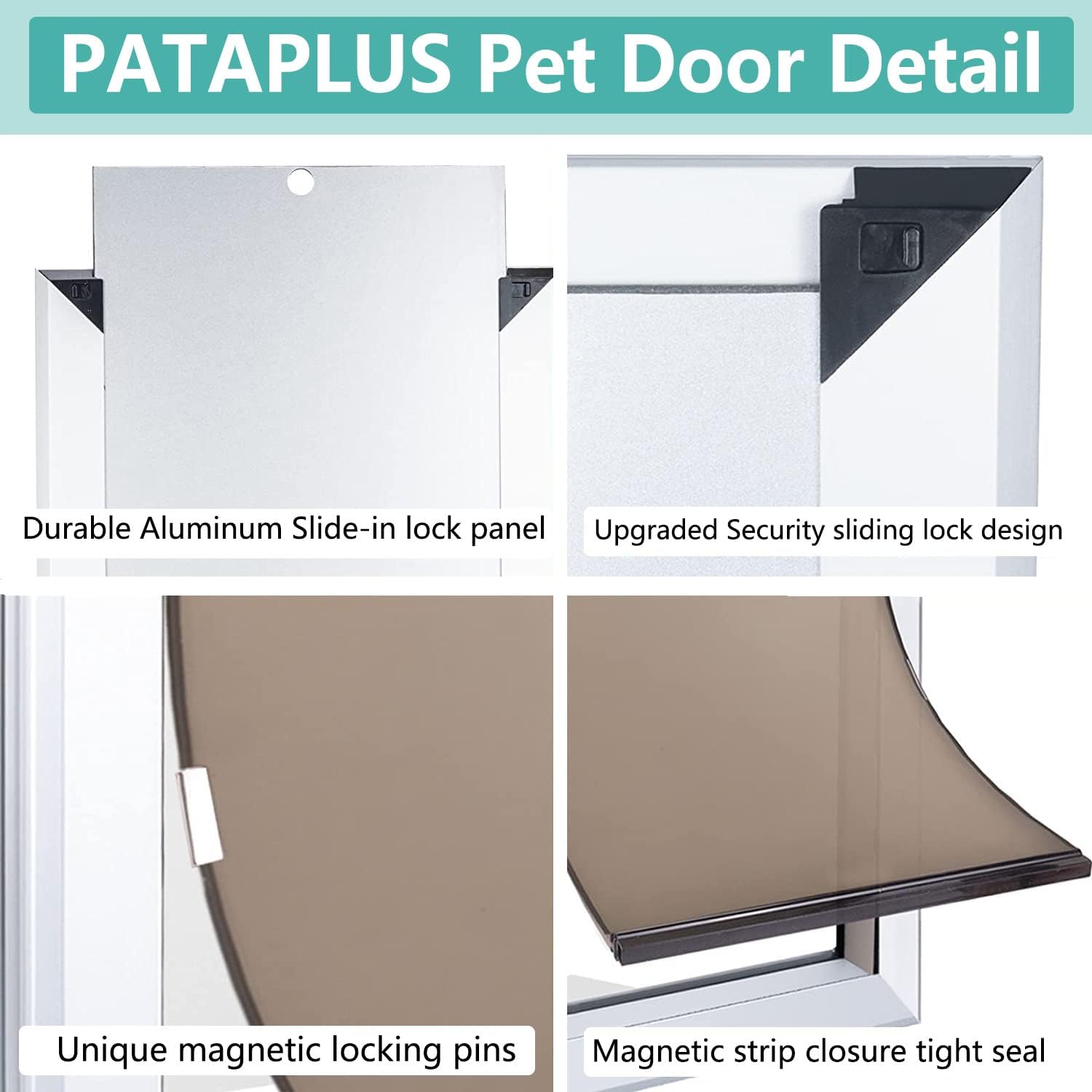 Large Pet Door Aluminum Dog Door Cat Door with Slide-in Lock Panel and Magnetic Flaps O208