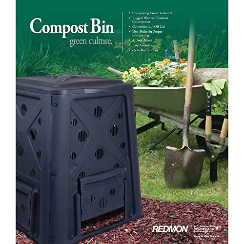 Black 65 Gallon Outdoor Compost Bin with Lid G4808