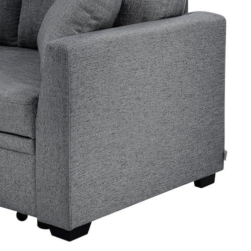 Oversized Corduroy U-Shaped Sectional Sofa with Chaise Lounge and 7 Toss Pillows Z499028