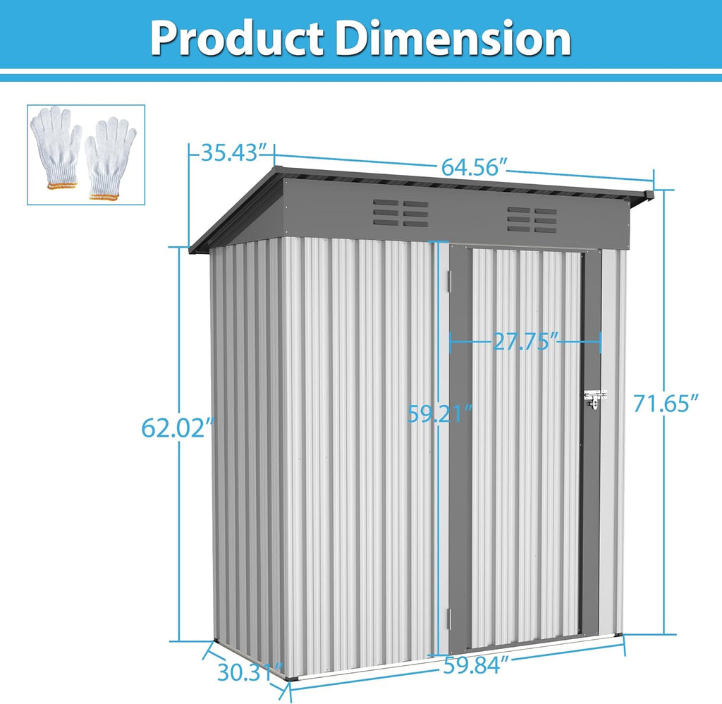 Metal Storage Shed 5x3 FT with Lockable Doors I15138