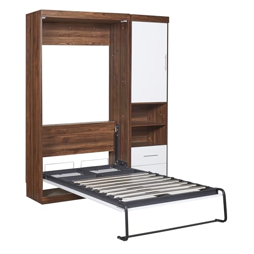 White Wood Murphy Bed with Cabinet J2808