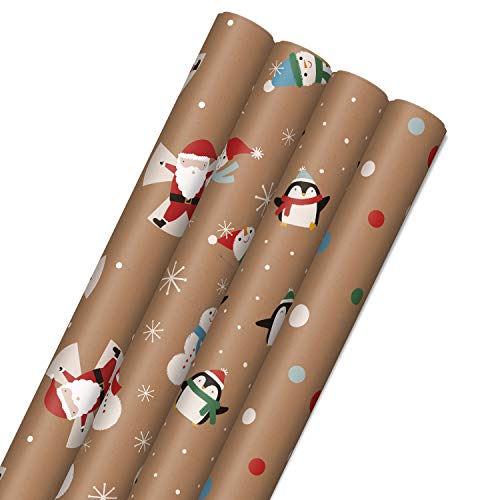 Christmas Wrapping Paper Bundle, Kraft, Pack of 4, 88 sq. ft. ttl E6584