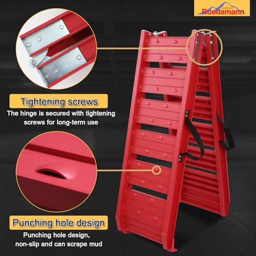Red Aluminum Foldable Car Ramps, 550 lbs Capacity S1111