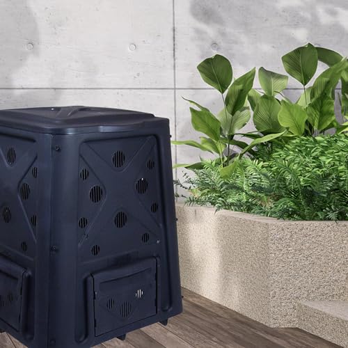Black 65 Gallon Outdoor Compost Bin with Lid G4808