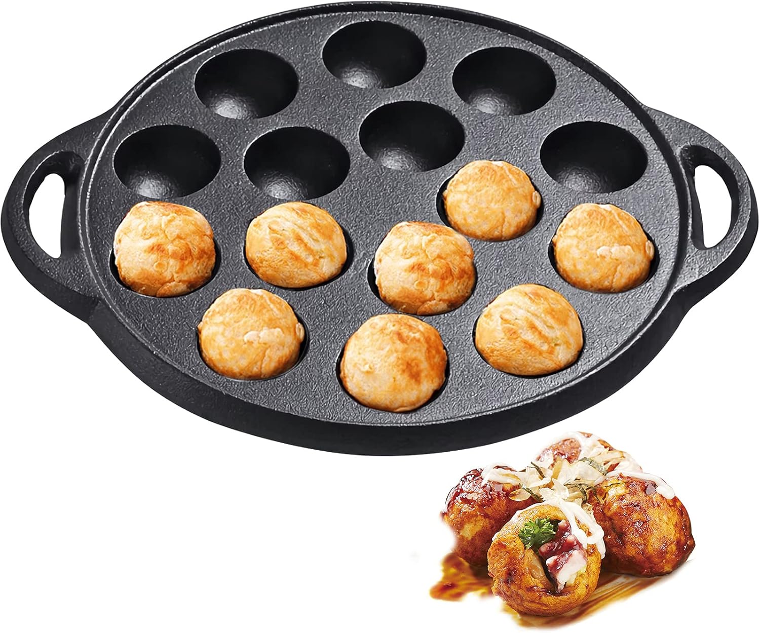 Non-Stick Cast Iron Aebleskiver Pan, 1.5" diameter Z38642