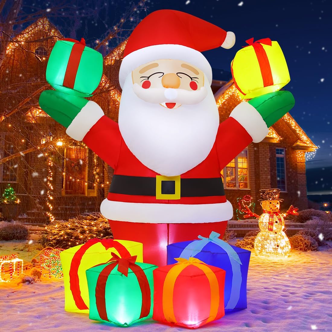 6 FT Christmas Santa Inflatables Outdoor Decorations with Built-in LEDs Y203321