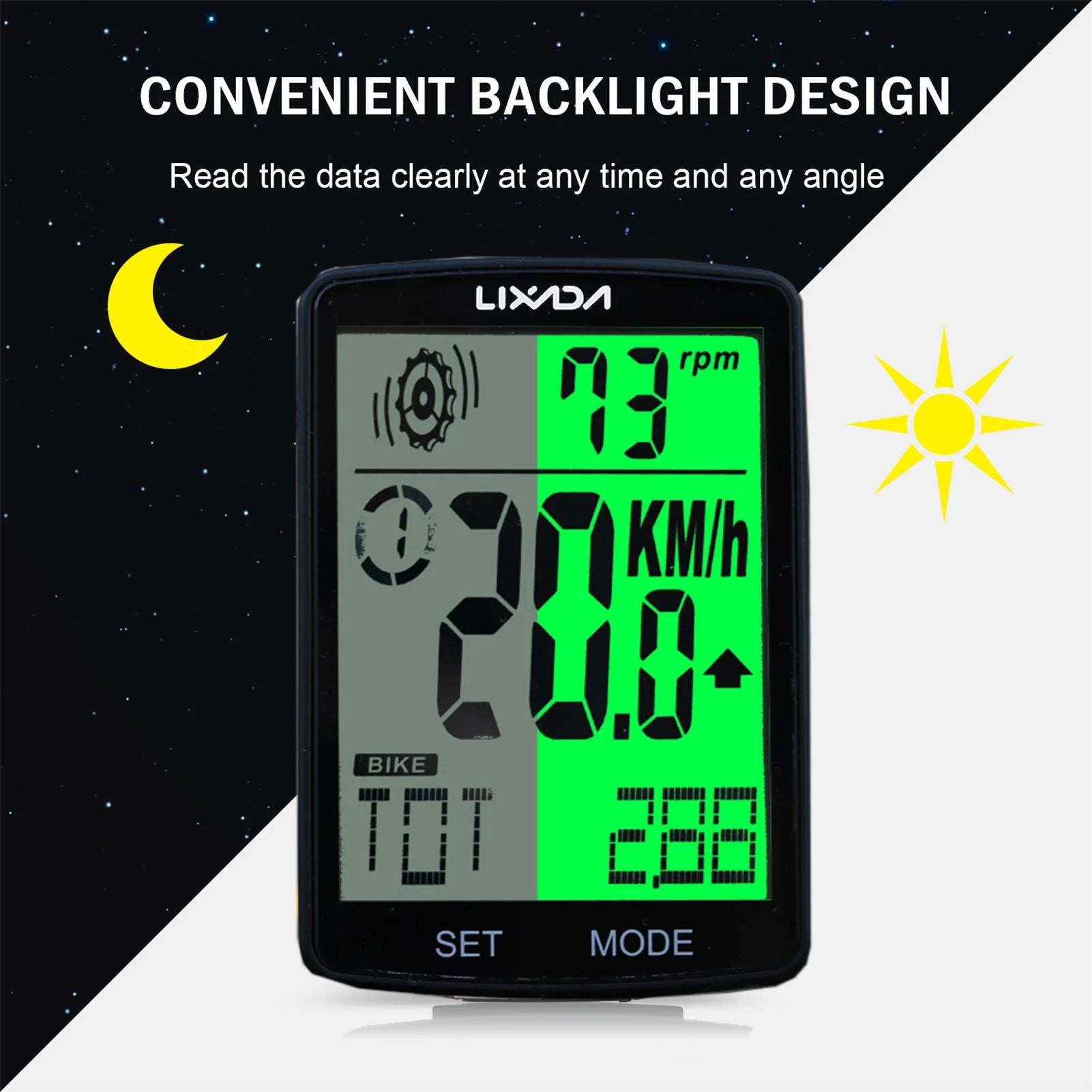 3 in 1 Wireless Bike Computer with Heart Rate Sensor Speedometer Odometer C888787