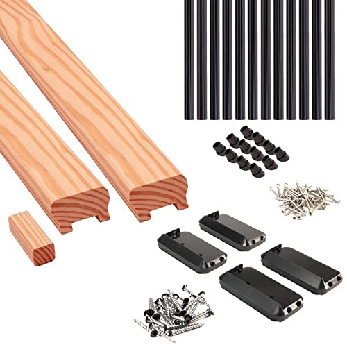 6 ft Redwood-Tone Southern Yellow Pine Stair Rail Kit with Aluminum Round Balusters M433