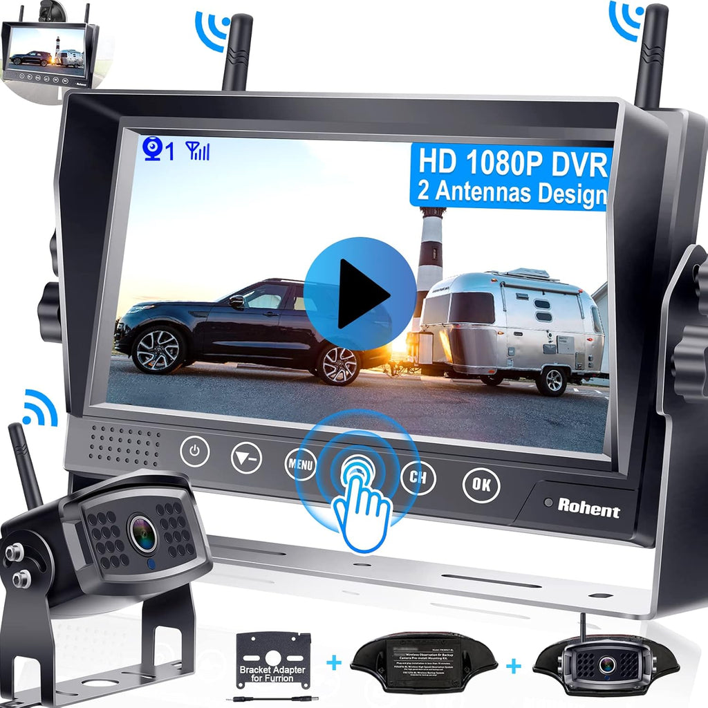 4 Channels 7'' DVR Monitoring Wireless HD 1080P Rear View Camera J193440