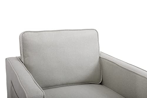 Swivel Teddy Fabric Accent Chair with Metal Base P858894