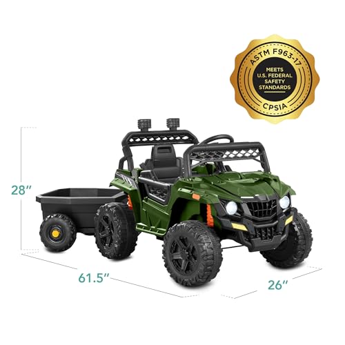 Black 12V Electric Ride On UTV Car with Trailer T5203
