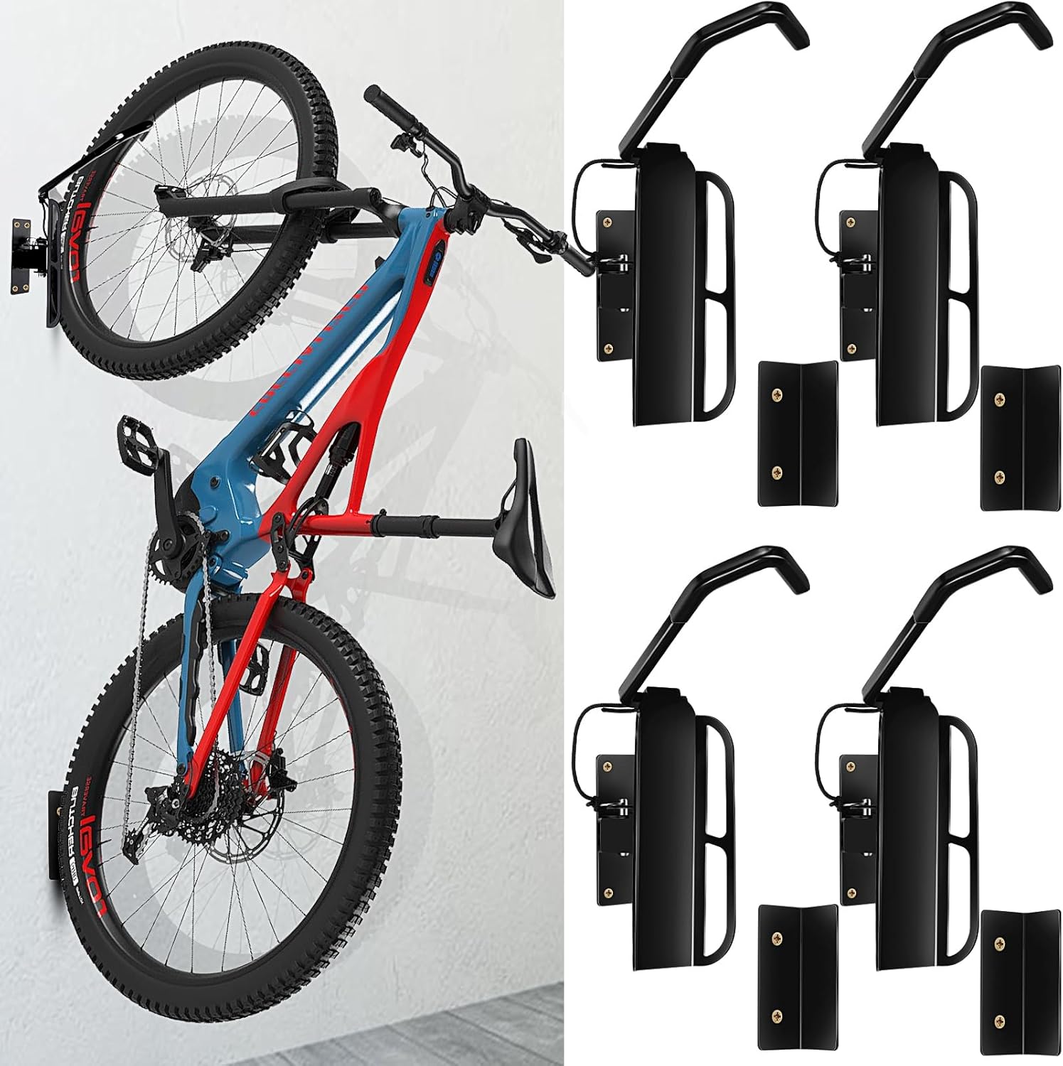 Black Swivel Bike Rack Wall Mount 4 Pcs Y2246