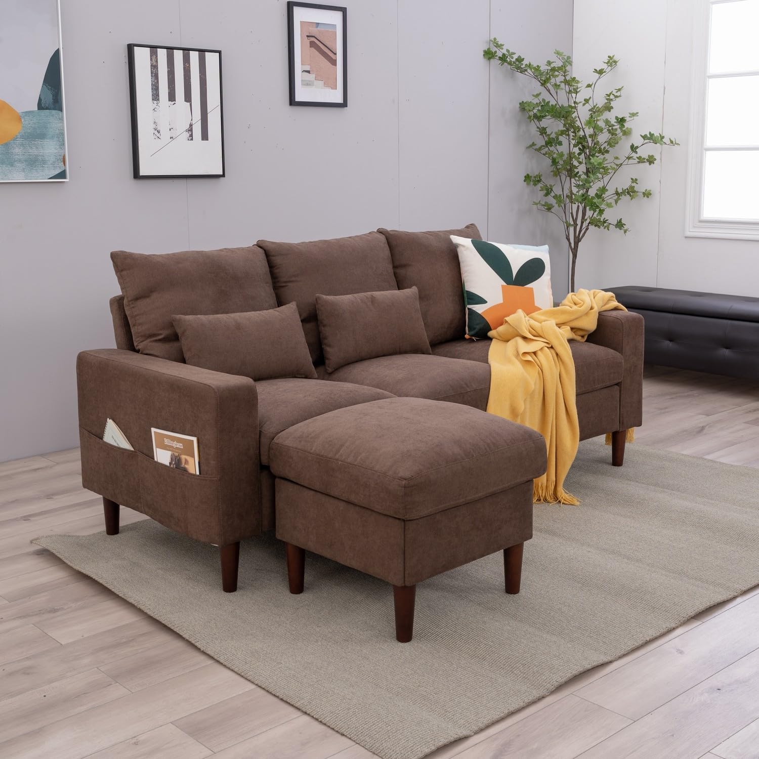 Convertible Sectional L-Shaped Fabric Sofa C136713