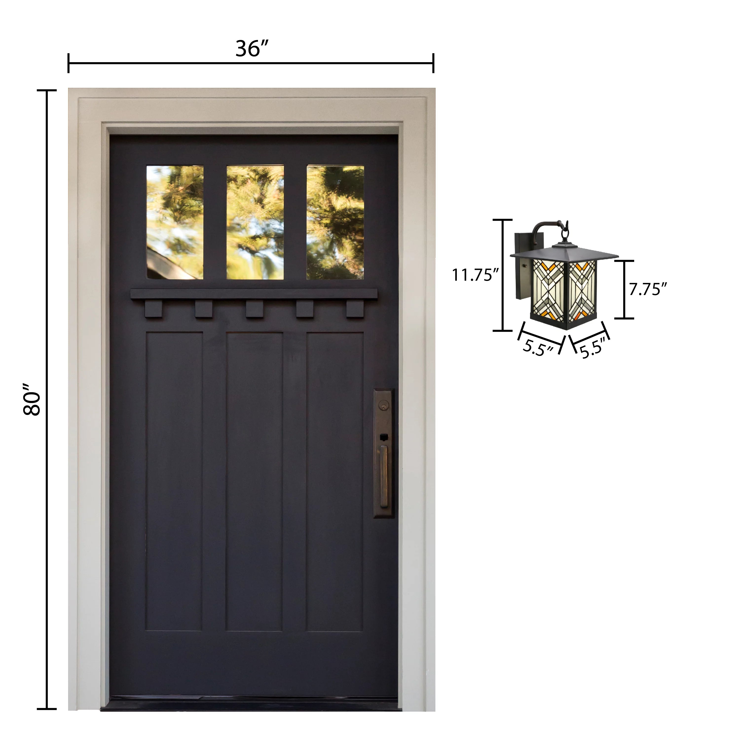 Bronze Outdoor Mission Stained Glass Wall Sconce R34844