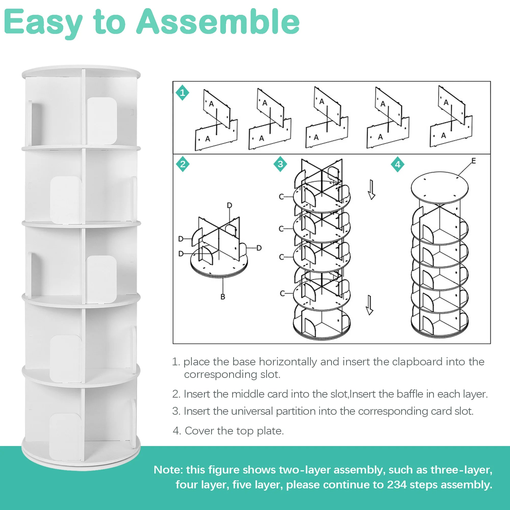 5 Tier 360 Degree Rotating Bookshelf with 20 Shelves N461562