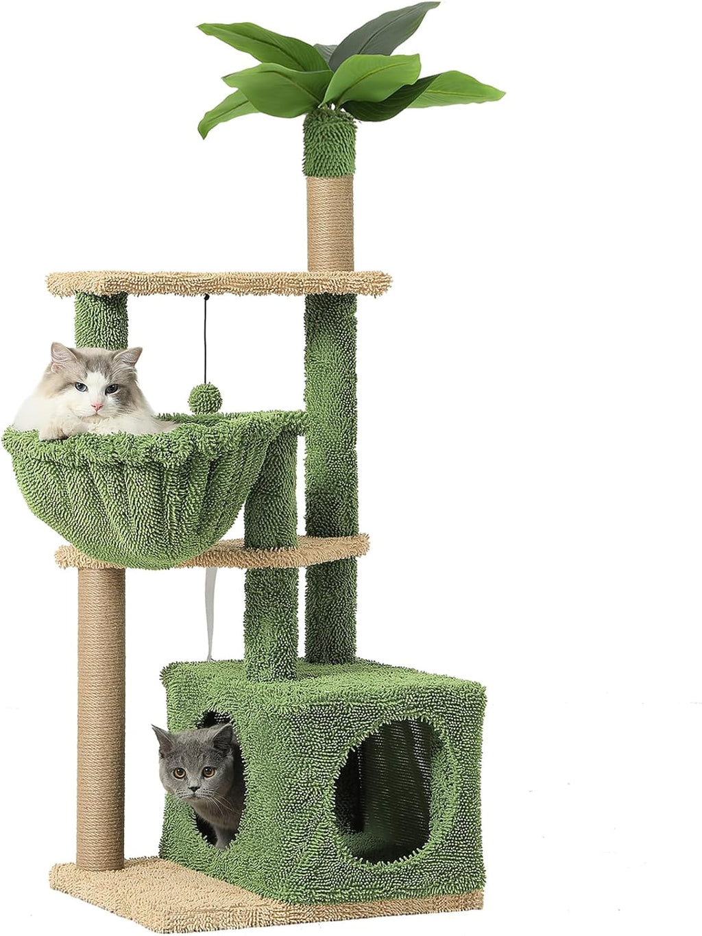 51 Inches Multi-Level Cat Tree with Hammock, Sisal Scratching Posts Z94504