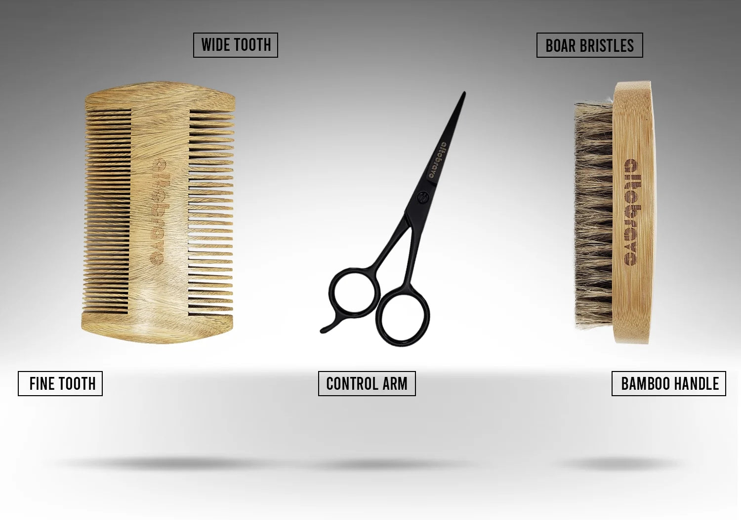 Beard Kit with Beard Oil, Beard Balm, Beard Brush, Beard Comb, Scissors in Bamboo Gift Box M23616