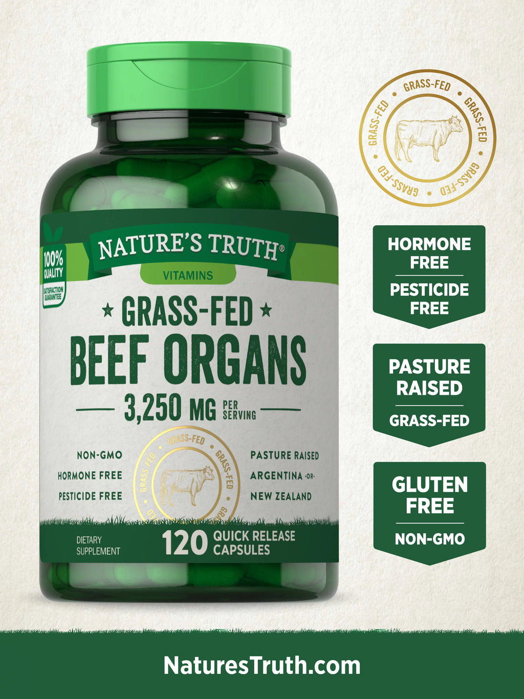 120 Count 3250mg Beef Organs Capsules M14134