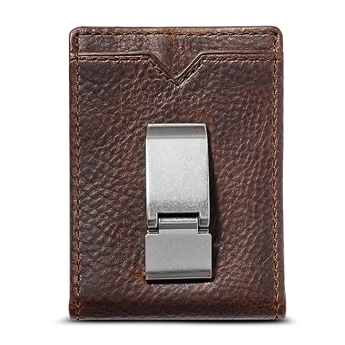 Full Grain Leather Bifold Money Clip Wallet B3057