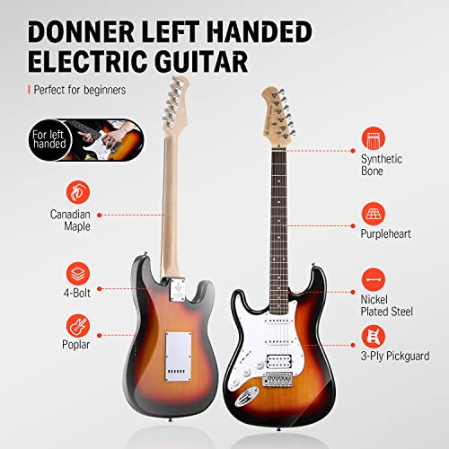 Black HSS Solid Body Electric Guitar with Amplifier, Bag, Tuner, Capo, Strap, Cable, Picks I69075