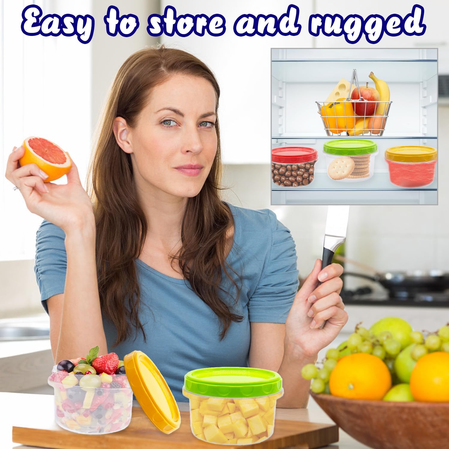 20 Pack 8 oz Reusable Small Plastic Containers with Screw Lids U1181