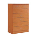 7 Drawer Wooden Dresser Chest with 2 Top Locks, Cherry Q1265