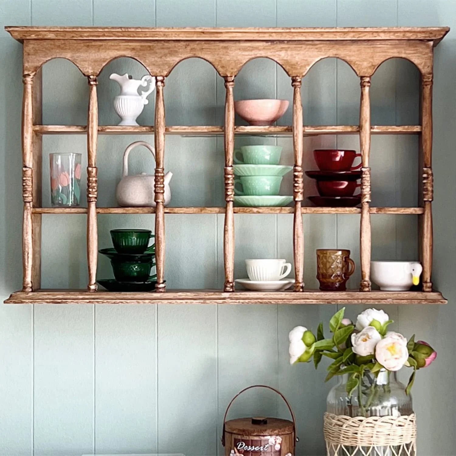 Walnut Color Miniature Wooden Wall Cabinet J1290