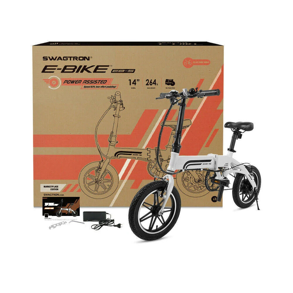Lightweight Aluminum Folding eBike, White J674652