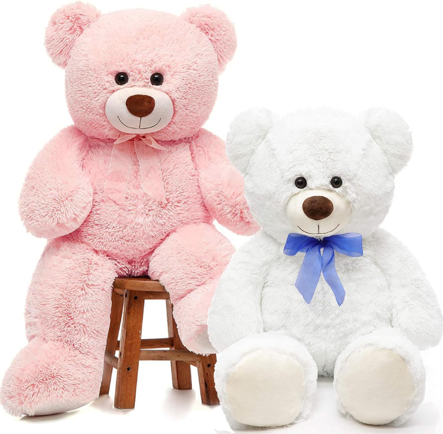 35.4'' Large Pink White Teddy Bear Plush Toy F255144
