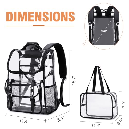 Black Clear Backpack with Support Pad M8640