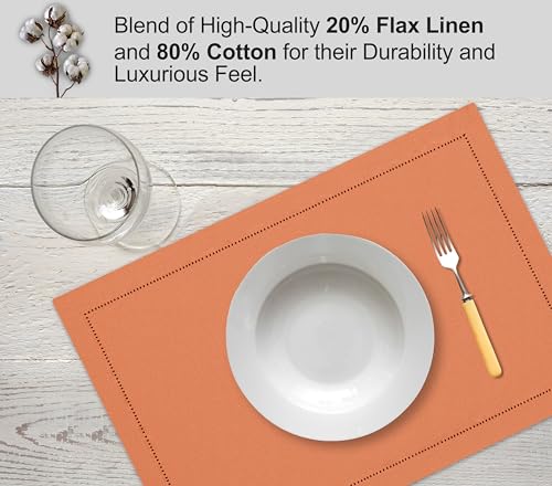 Ivory Linen Placemats Set of 6 13x19 Inch D9358
