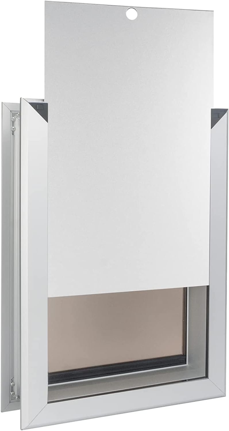 Large Pet Door Aluminum Dog Door Cat Door with Slide-in Lock Panel and Magnetic Flaps O208