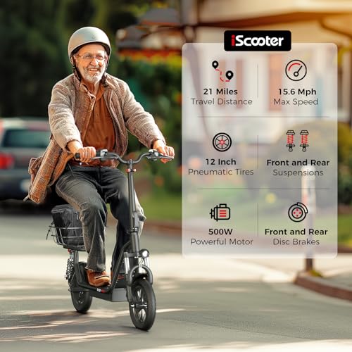 Electric Scooter with Seat, 14" Pneumatic Tire, Height Adjustable Seat O4150