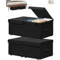 Black 2 Pack Under Bed Storage Container with Wheels and Lids H29364