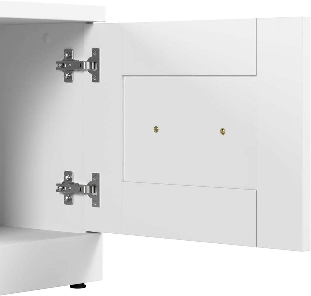White Full Entryway Storage Set with Coat Rack and Shoe Benches B306