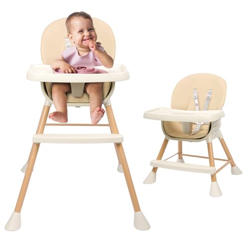Beige 6-in-1 Convertible Baby High Chair with Cushion U440919