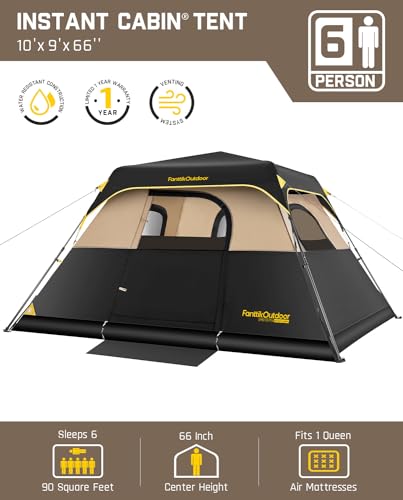 4/6/8/10 Person Instant Cabin Tent with Rainfly & Carry Bag Y578653