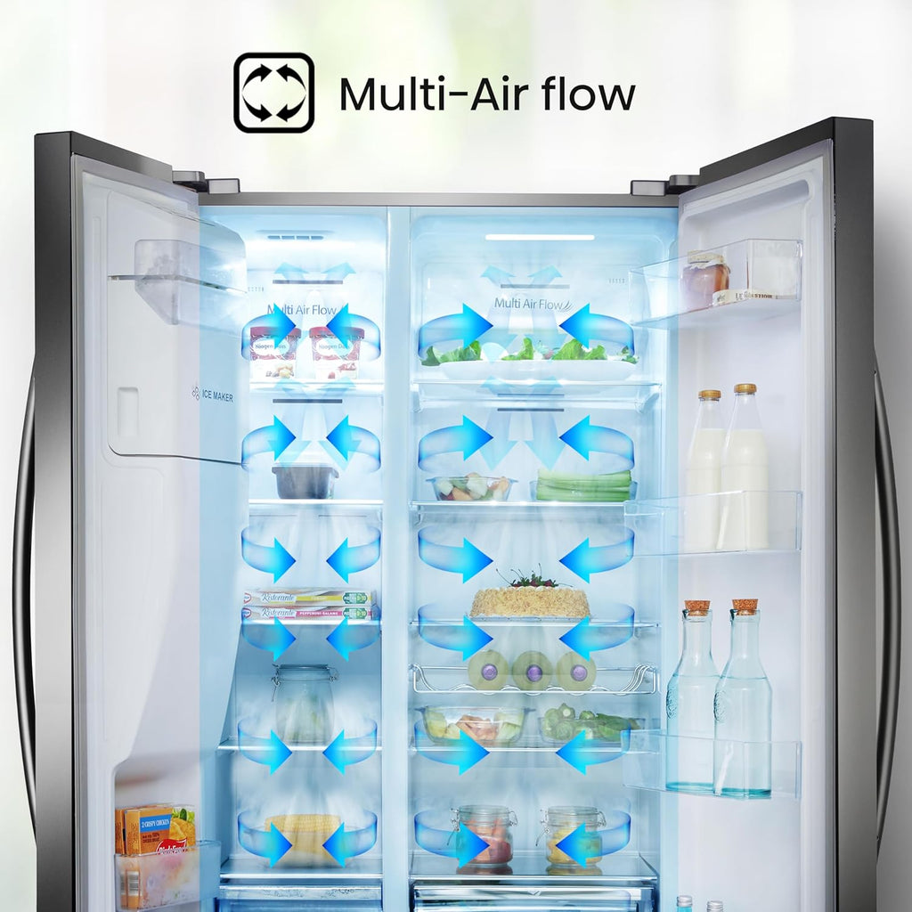 Stainless Steel Freestanding Side-by-Side Fridge Freezer with Water and Ice Dispenser M4168