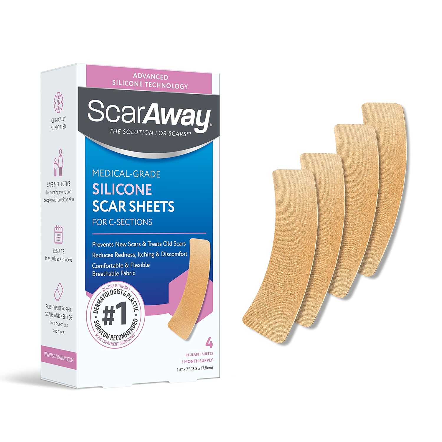 Reusable Silicone Scar Sheets (1.5” x 7”), 4 Sheets I2835