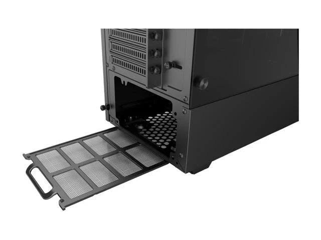 Black Compact EATX Mid-Tower Case with Tempered Glass and Digital RGB C5742