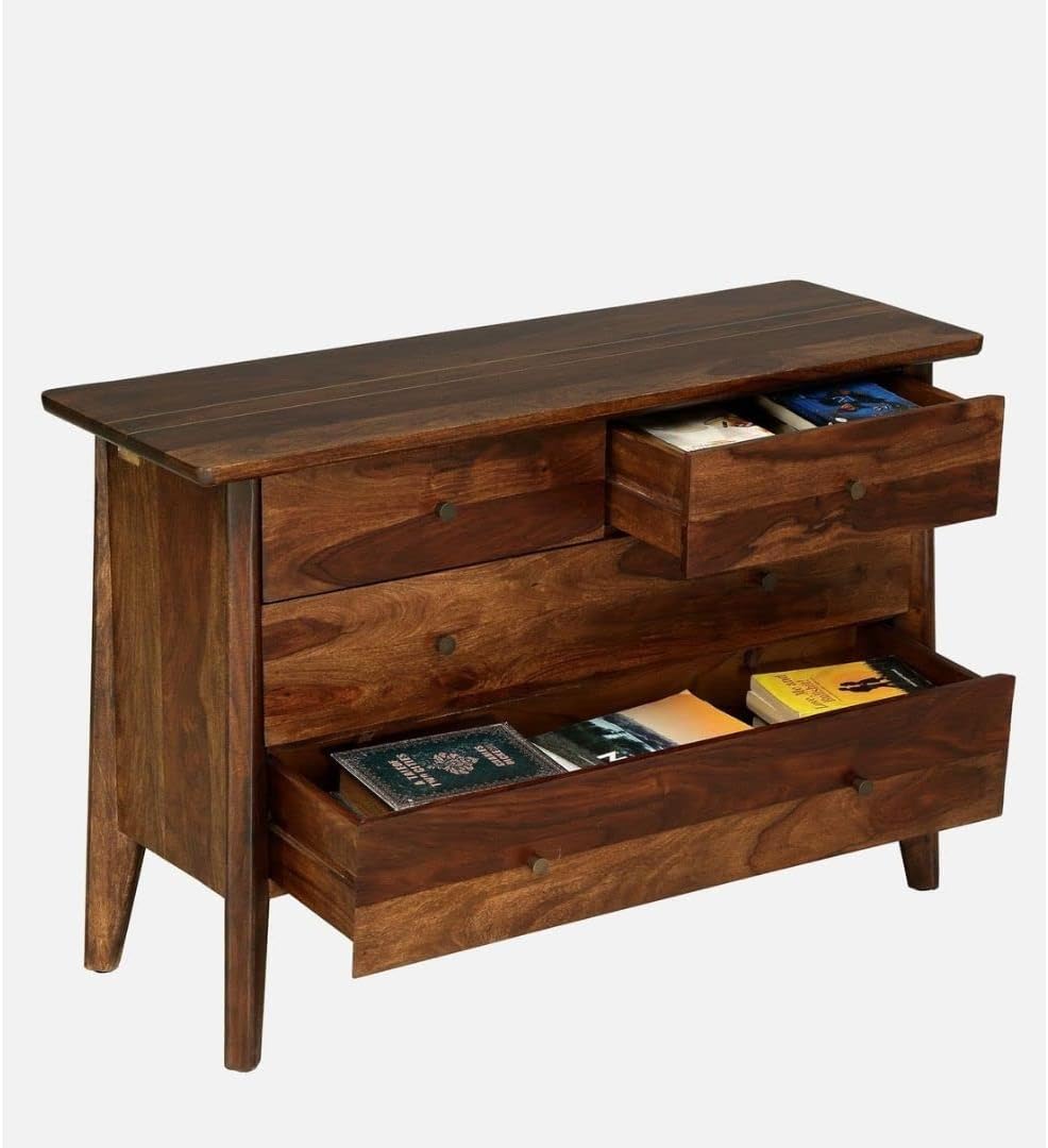 Mango Wood Chest of 4 Drawer Teak Finish Cabinet Storage Units J22305