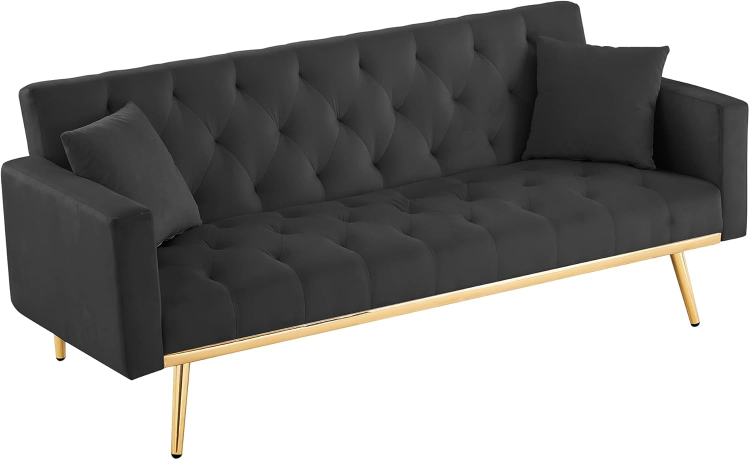 Black Convertible Folding Futon Sofa Bed J4597