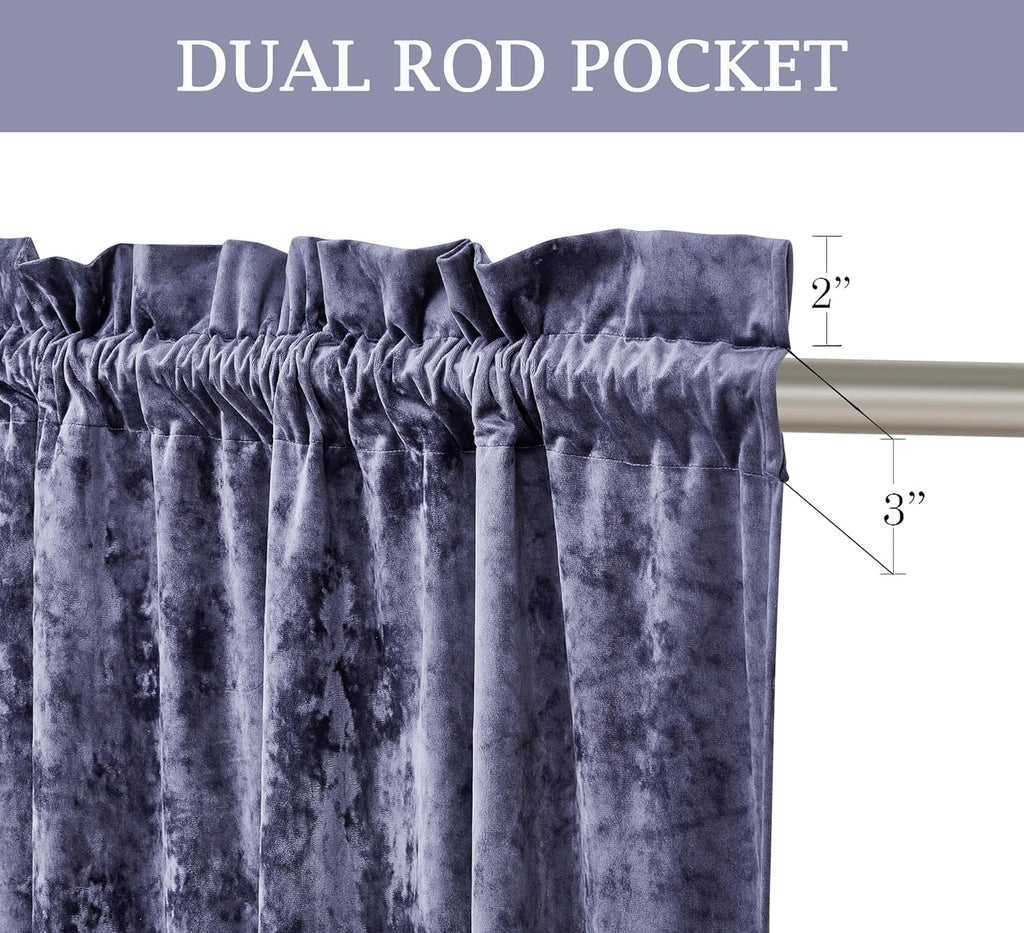 Purple Crushed Velvet Curtains 2 Panel Set 50" W x 84" L T877383