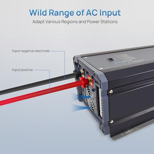 2000W Pure Sine Wave Power Inverter Charger 12V DC to 120V AC with LCD Remote Panel P797