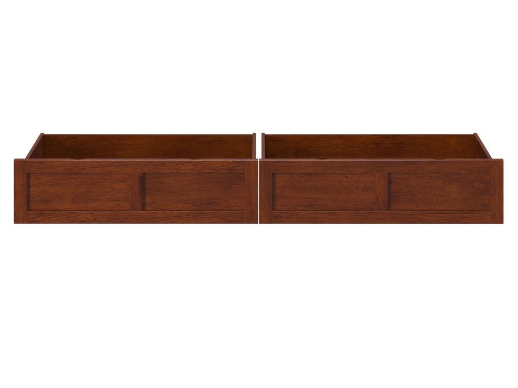 Set of 2 Solid Wood Under Bed Storage Drawers, Walnut P43486